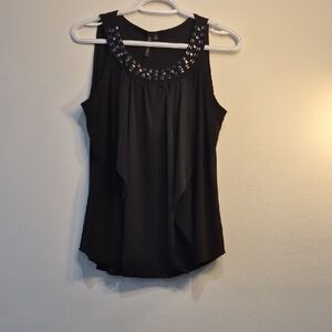 Susan Lawrence Black Sleeveless Beaded Neckline Camisole